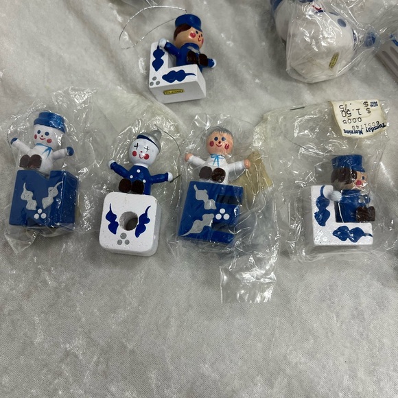 Vintage Christmas ornaments set of 15 blue white made in Taiwan nwt snowmen - Picture 13 of 13